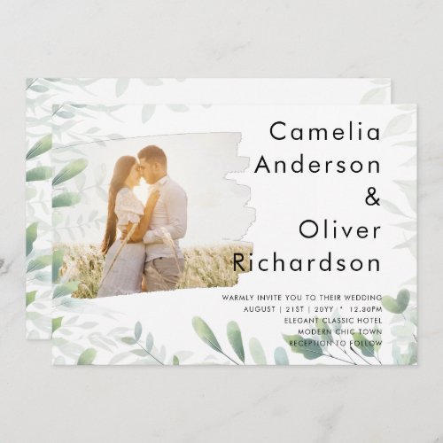 LeahG Photo Overlay GREENERY Wedding Invite