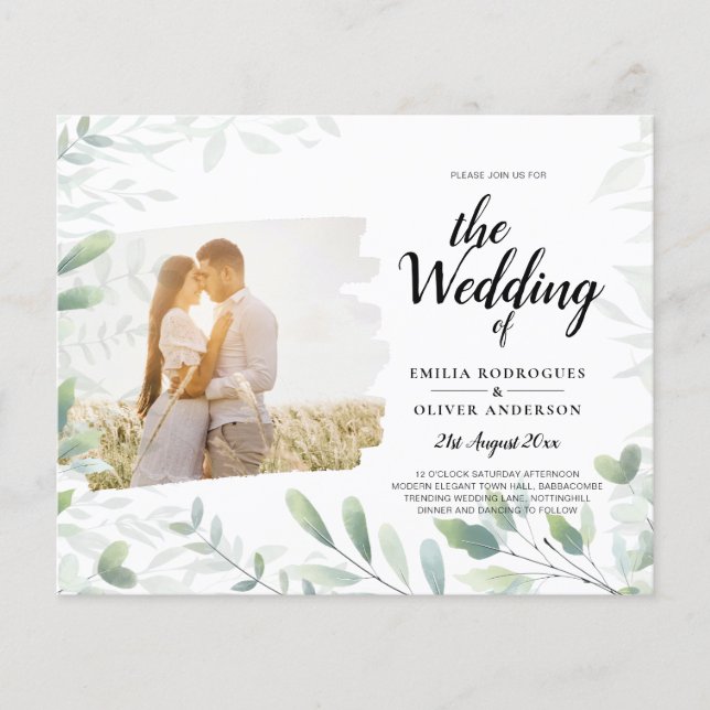 LeahG Photo Overlay GREENERY Wedding Invite Flyer (Front)