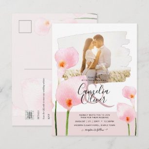 LeahG Pink Calla Lily PHOTO Overlay Wedding Invite