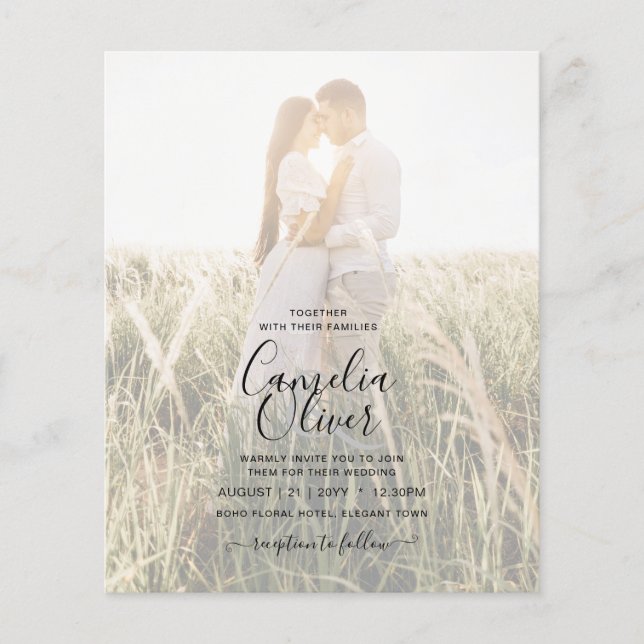 LeahG Pink Calla Lily PHOTO Overlay Wedding Invite Flyer (Front)
