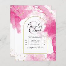 LeahG PINK GOLD INK Abstract Wedding INVITE