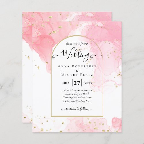LeahG PINK GOLD INK Abstract Wedding INVITE