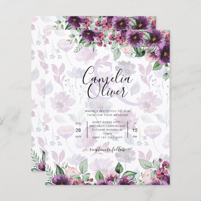 LeahG Plum Purple Berry Floral Wedding Fall Winter (Front/Back)