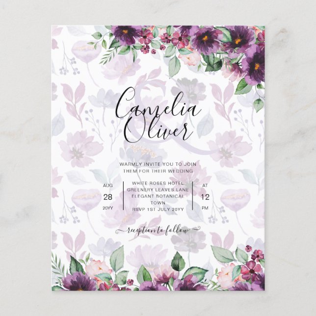 LeahG Plum Purple Berry Floral Wedding Fall Winter Flyer (Front)