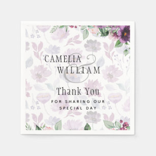 LeahG Plum Purple Berry Floral Wedding Fall Winter Napkins