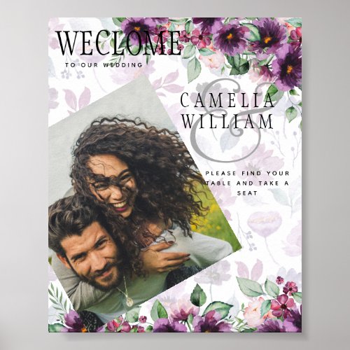 LeahG Plum Purple Berry Floral Wedding Fall Winter Poster