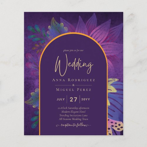 LeahG Plum Purple Gold JEWEL TONES Wedding INVITE Flyer