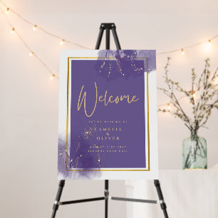 LeahG PURPLE GOLD Wedding Lavender INK WELCOME Foam Board