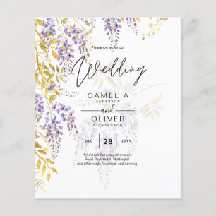 LeahG Purple Gold WISTERIA Floral Wedding INVITE Flyer