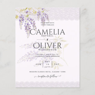 LeahG Purple WISTERIA Lace Floral Wedding INVITE Flyer