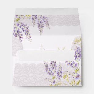 LeahG Purple Wisteria Modern Floral Wedding Envelope