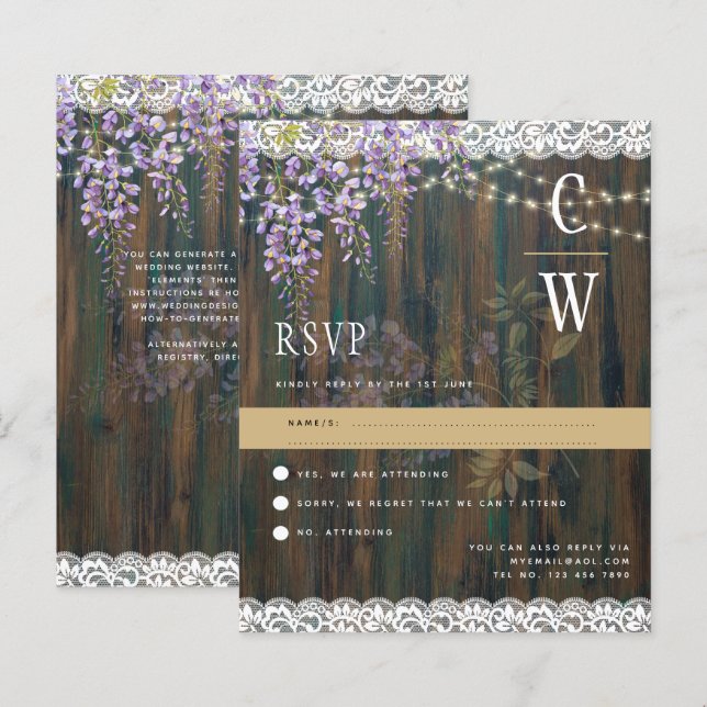 LeahG Purple WISTERIA Rustic Lace Wedding (Front/Back)