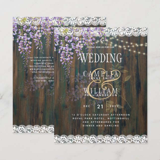 LeahG Purple WISTERIA Rustic Lace Wedding (Front/Back)