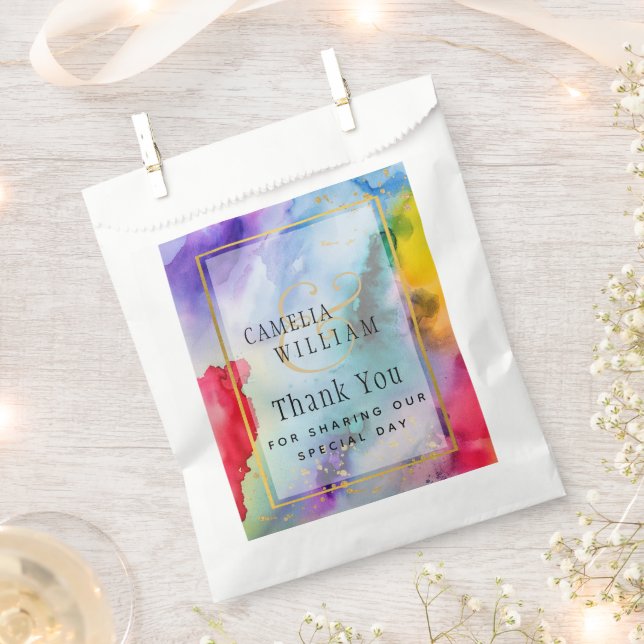 LeahG Rainbow Pride Alcohol Ink Wedding Favor Bag (Clipped)