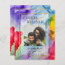 LeahG Rainbow Pride Ink PHOTO Wedding Save Date