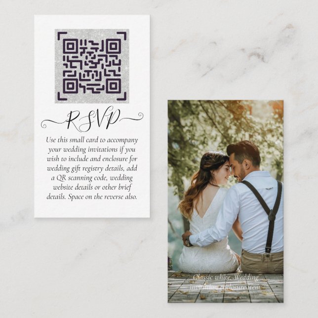 LeahG RSVP QR Code PHOTO Details Wedding Card (Front/Back)