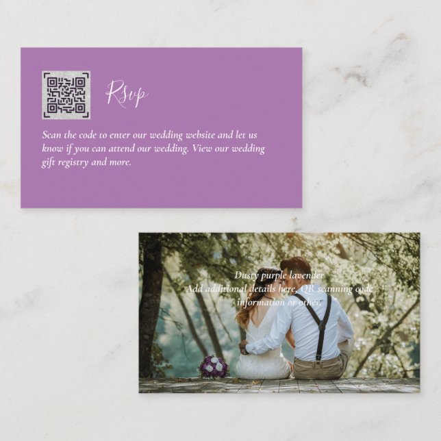 LeahG RSVP QR Code PHOTO Details Wedding Card (Front/Back)
