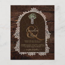 LeahG Rustic Lace Gypsophila Wood Wedding INVITE