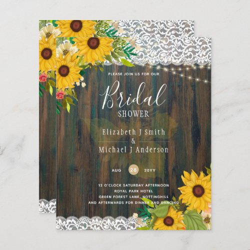 LeahG Rustic Sunflowers Lace Bridal Shower Invite