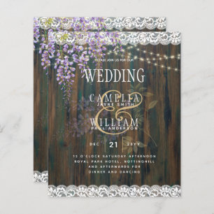 LeahG Rustic WISTERIA Lace Floral Wedding INVITE