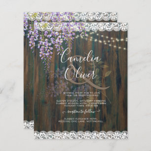 LeahG Rustic WISTERIA Lace Floral Wedding INVITE