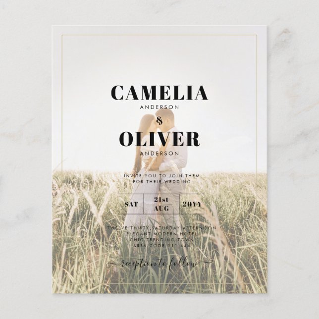 LeahG Rustic WISTERIA Lace Floral Wedding INVITE (Front)