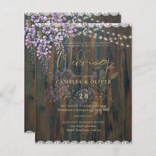 LeahG Rustic WISTERIA Lace Floral Wedding INVITE