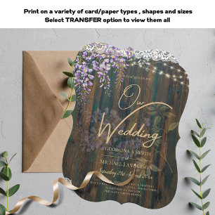 LeahG Rustic WISTERIA Lace Floral Wedding INVITE