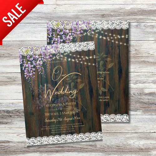 LeahG Rustic WISTERIA Lace Floral Wedding INVITE