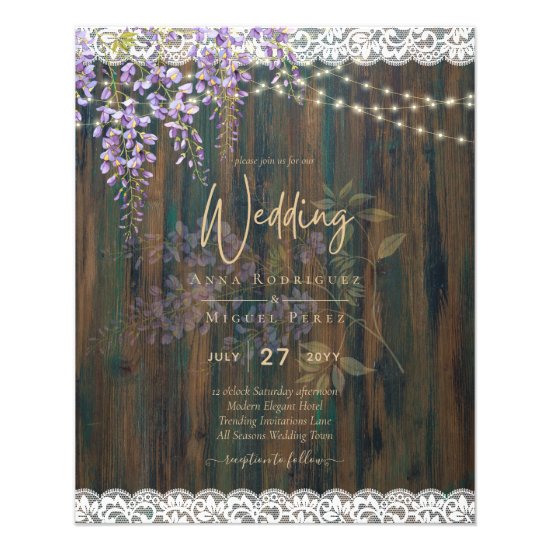 LeahG Rustic WISTERIA Lace Floral Wedding INVITE Flyer