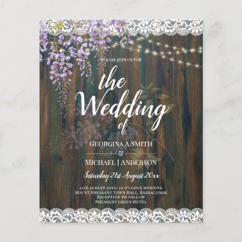 LeahG Rustic WISTERIA Lace Floral Wedding INVITE Flyer