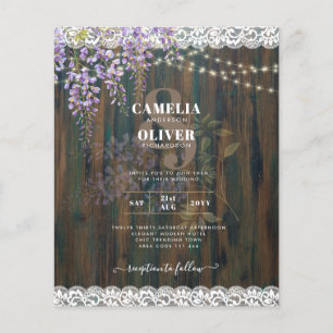 LeahG Rustic WISTERIA Lace Floral Wedding INVITE Flyer