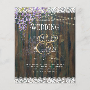 LeahG Rustic WISTERIA Lace Floral Wedding INVITE Flyer