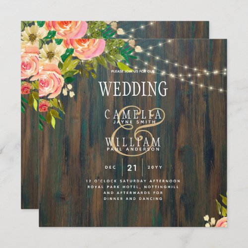 LeahG Rustic Wood Peach Coral Floral Wedding