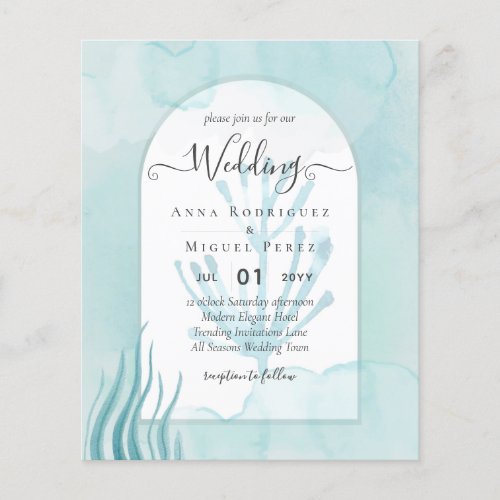 LeahG Sea Glass Ocean Coral Turquoise Blue INVITE Flyer