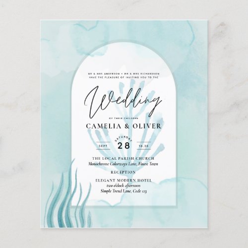 LeahG Sea Glass Ocean Coral Turquoise Blue INVITE Flyer