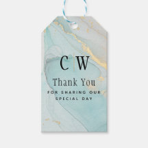 LeahG Sea Glass Teal Gold INK Wedding Thank You