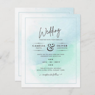 LeahG Sea Glass Turquoise Teal Blue Wedding INVITE