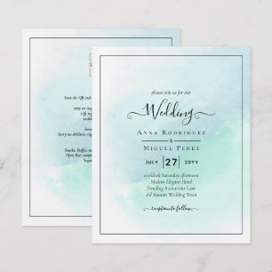 LeahG Sea Glass Turquoise Teal Blue Wedding INVITE