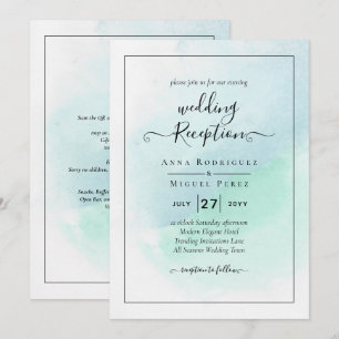 LeahG Sea Glass Turquoise Teal Blue Wedding INVITE