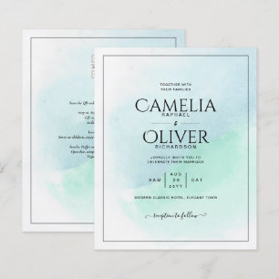 LeahG Sea Glass Turquoise Teal Blue Wedding INVITE