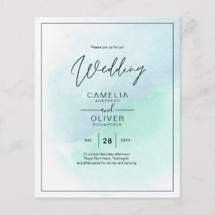 LeahG Sea Glass Turquoise Teal Blue Wedding INVITE Flyer