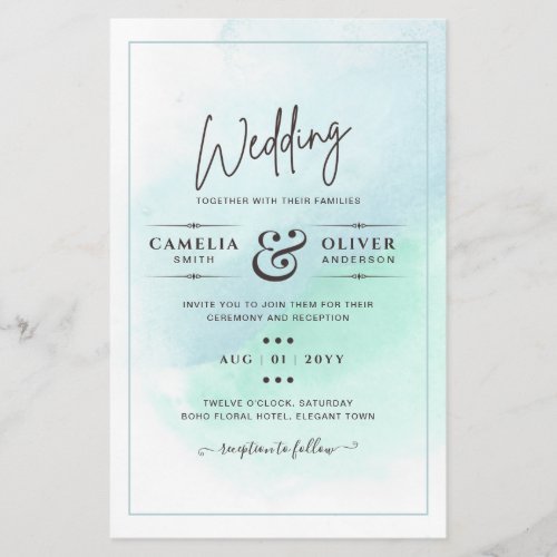 LeahG Sea Glass Turquoise Teal Blue Wedding INVITE Flyer