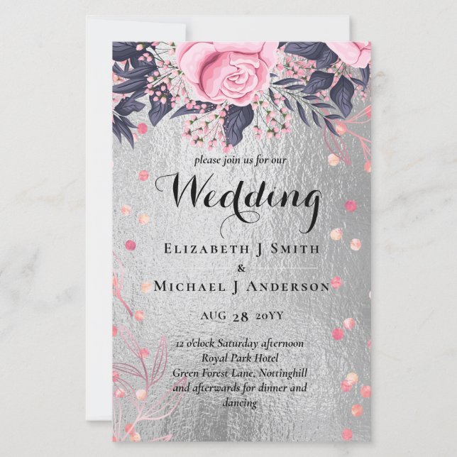 LeahG Silver Navy Rosegold PInk Floral Wedding (Front)