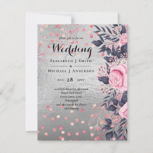 LeahG Silver Navy Rosegold PInk Floral Wedding