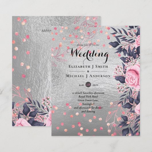 LeahG Silver Navy Rosegold PInk Floral Wedding (Front/Back)