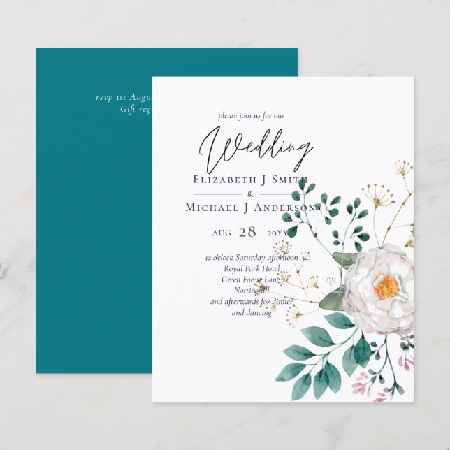 LeahG Summer White Rose Rustic Boho Floral Wedding (Front/Back)