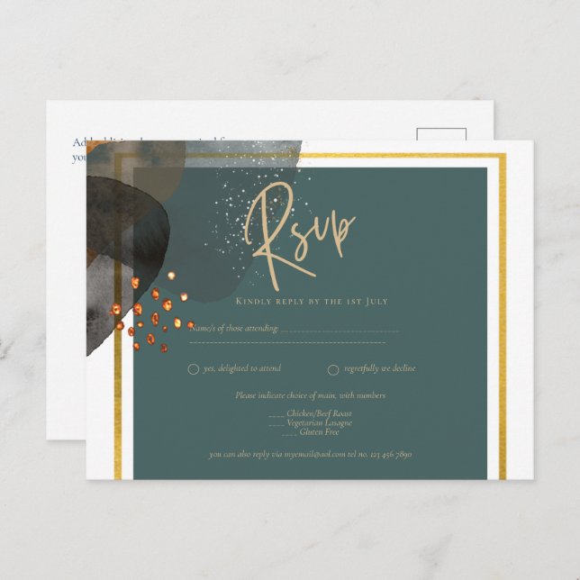 Leahg TEAL EARTH TONES WEDDING INVITE QR Code (Front/Back)