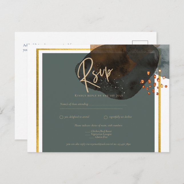 Leahg TEAL EARTH TONES WEDDING INVITE QR Code (Front/Back)