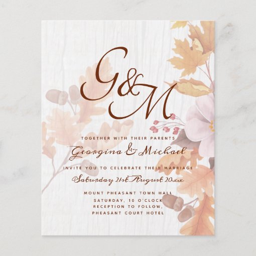 LeahG Terracotta Fall Leaves Wedding Invite | Zazzle